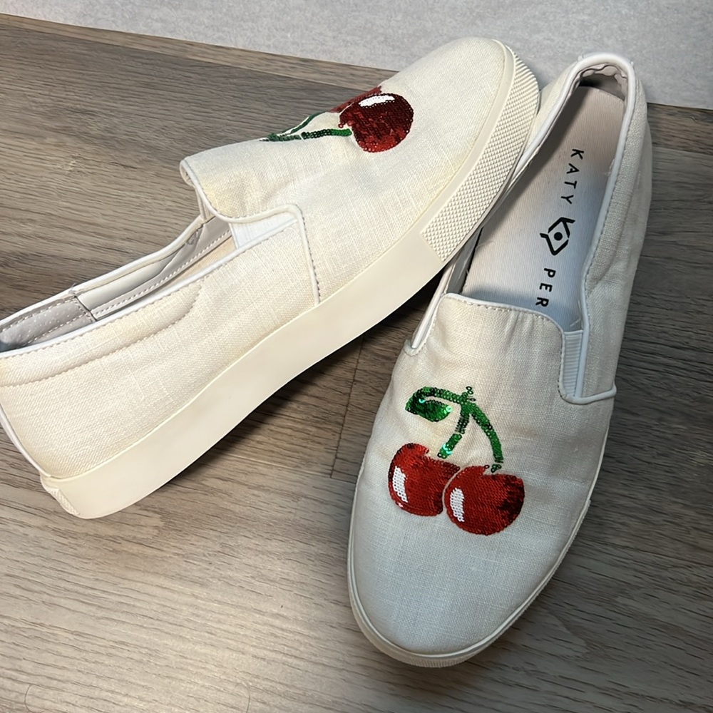 Katy Perry Cherry Embroidered Slip-On Shoes